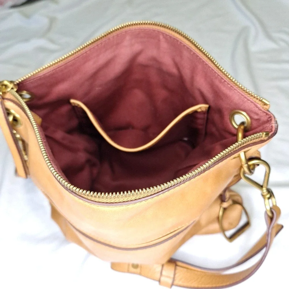Margot New York Leather Messenger Hobo Handbag Purse‎ Cognac Shoulder Bag Brown